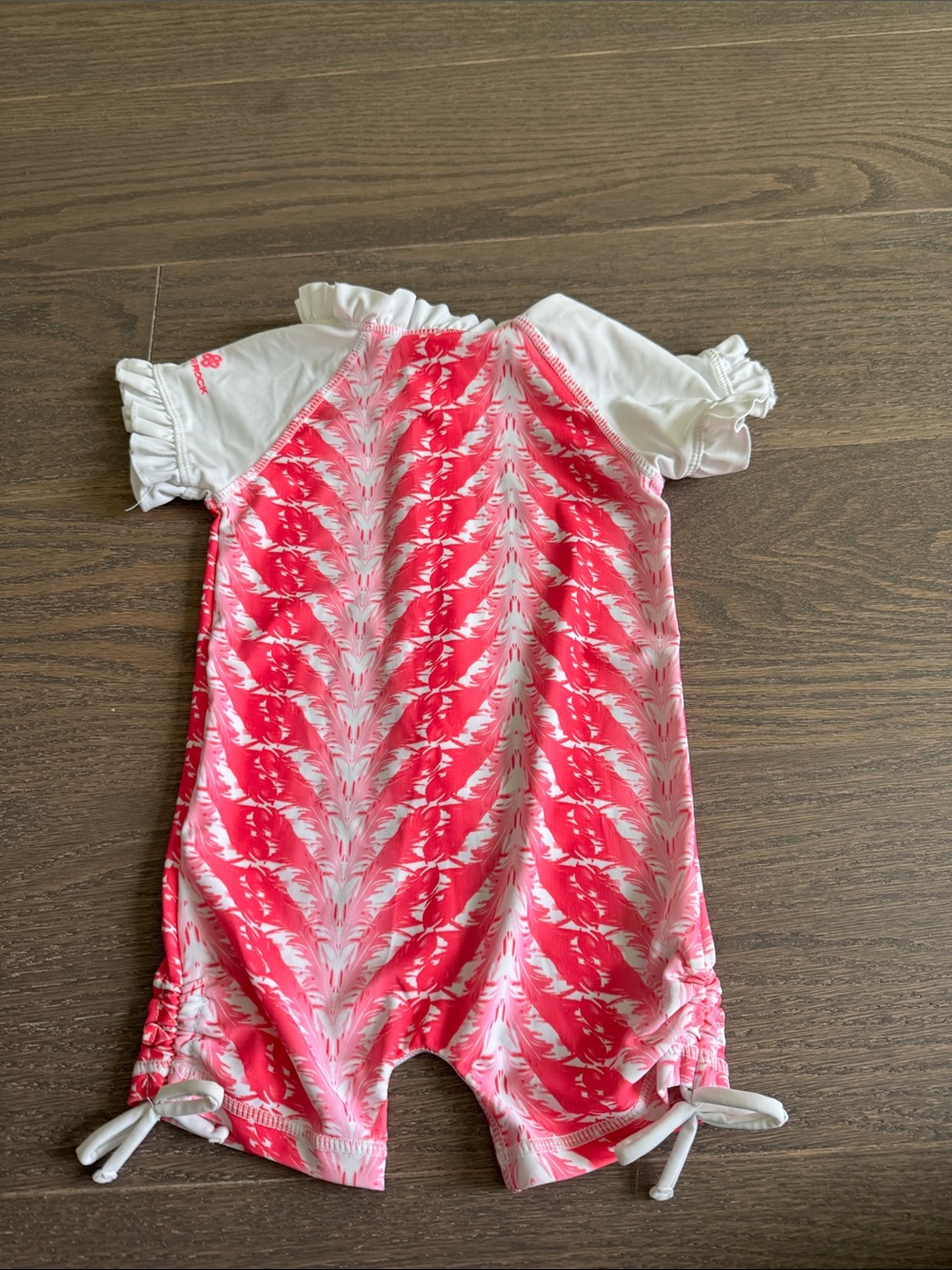 Snapper Rock Pink and White Girls One-Piece Rash Guard Swimsuit